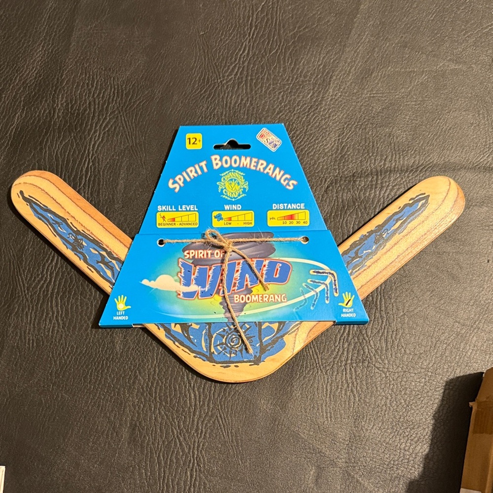 NWT Spirit of Wind Boomerang with Blue Design